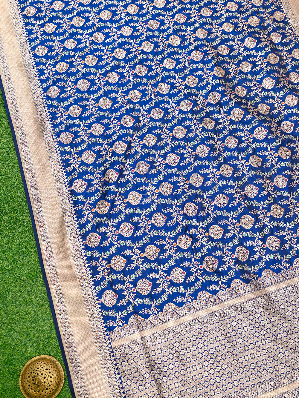 Dark Blue Meenakari Uppada Katan Silk Handloom Banarasi Saree