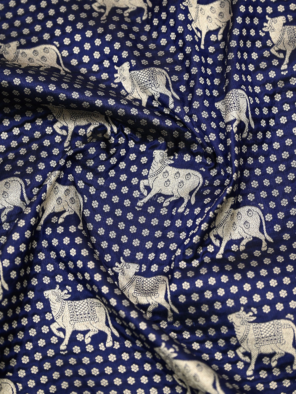 Blue Shikargah Katan Silk Handloom Banarasi Saree