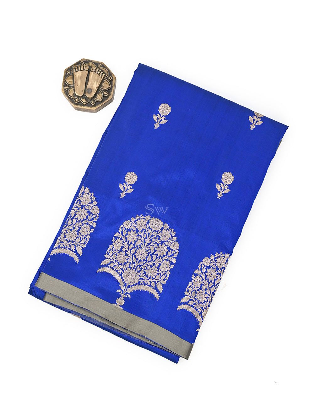 Blue Boota Katan Silk Handloom Banarasi Saree