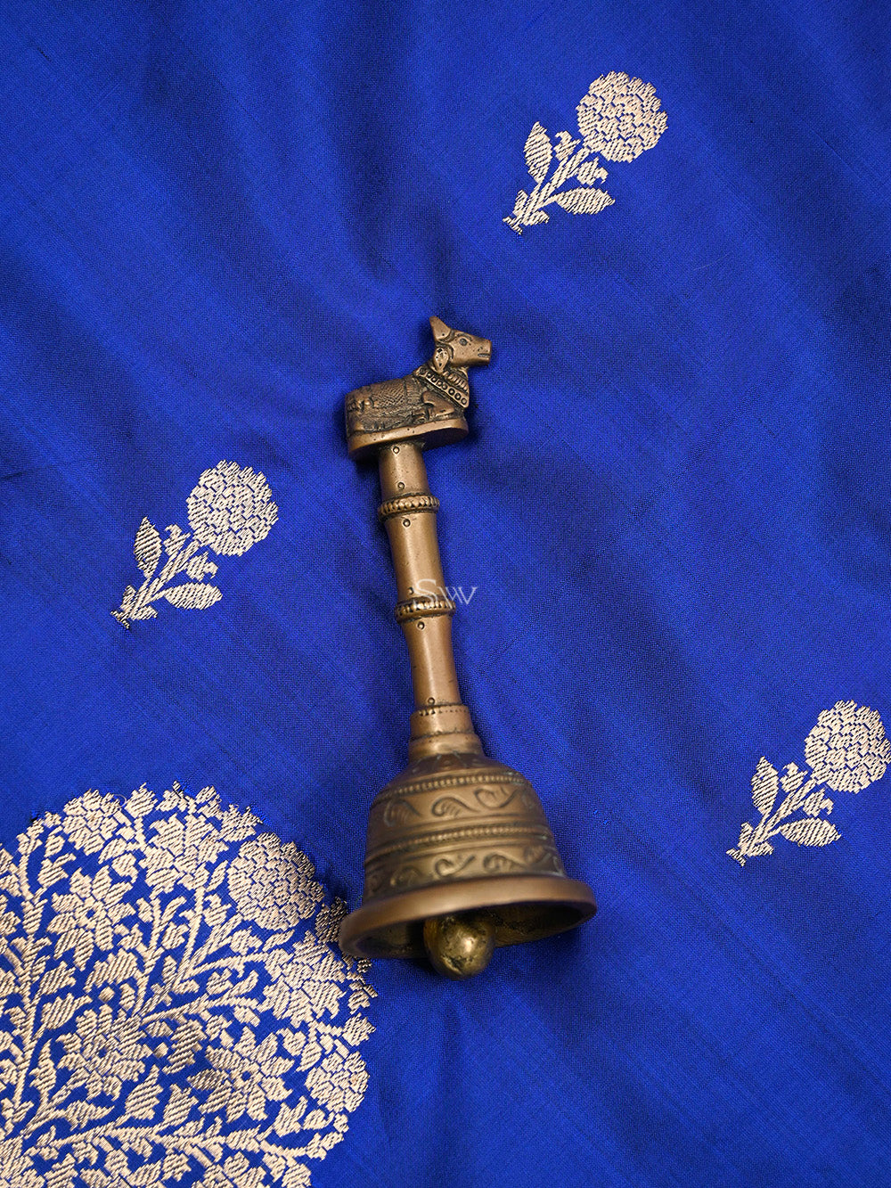 Blue Boota Katan Silk Handloom Banarasi Saree