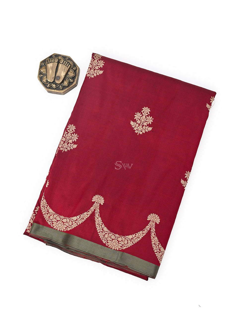 Wine Boota Katan Silk Handloom Banarasi Saree