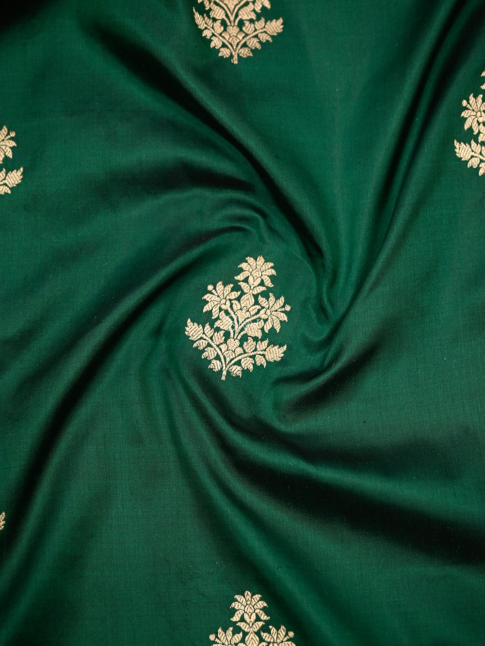 Bottle Green Boota Katan Silk Handloom Banarasi Saree