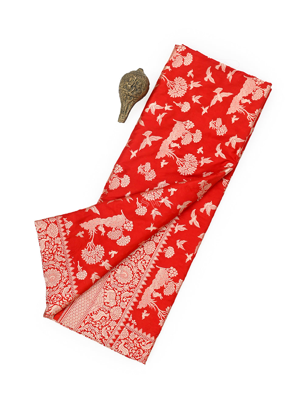 Red Shikargah Katan Silk Handloom Banarasi Saree