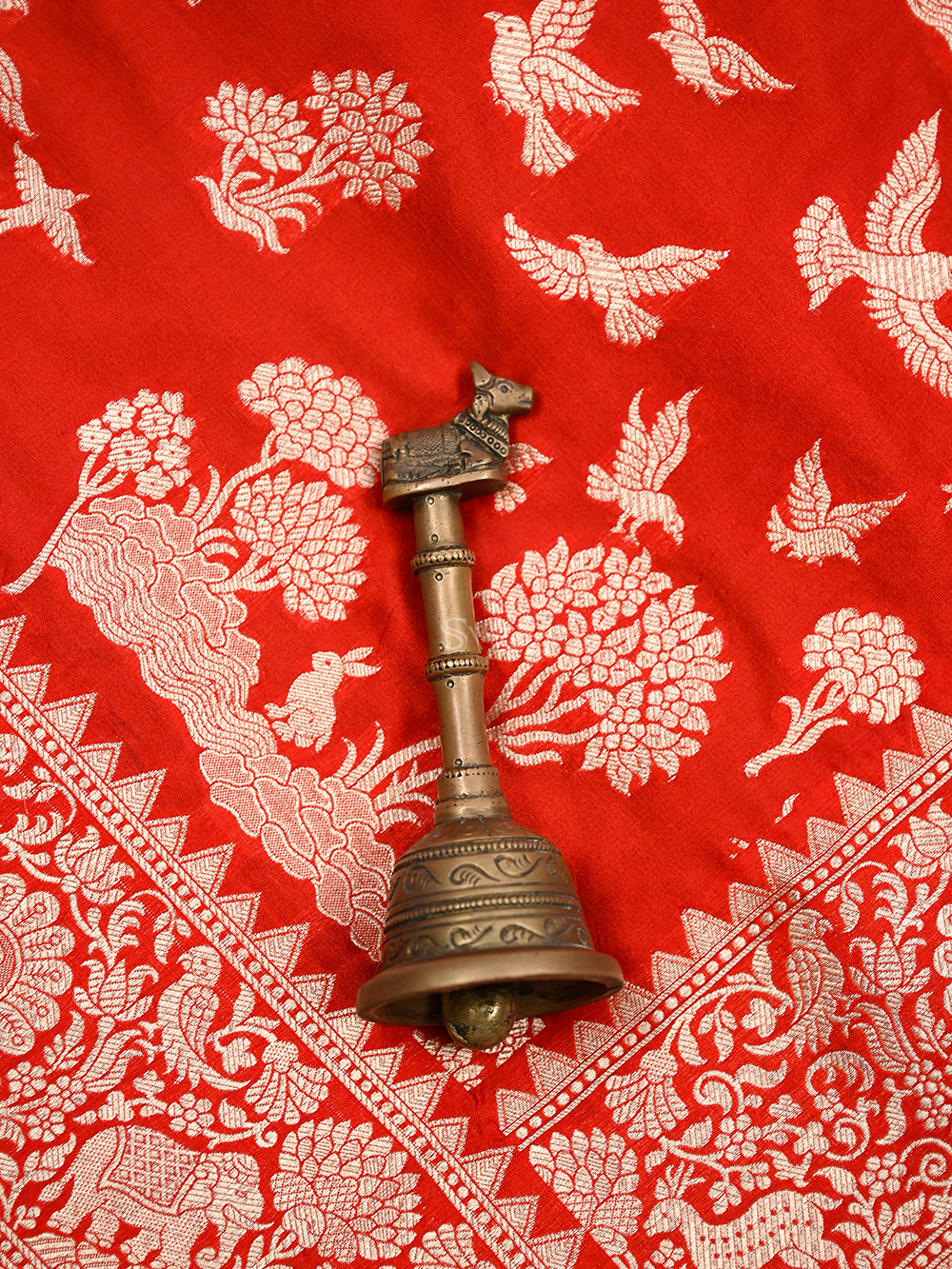 Red Shikargah Katan Silk Handloom Banarasi Saree