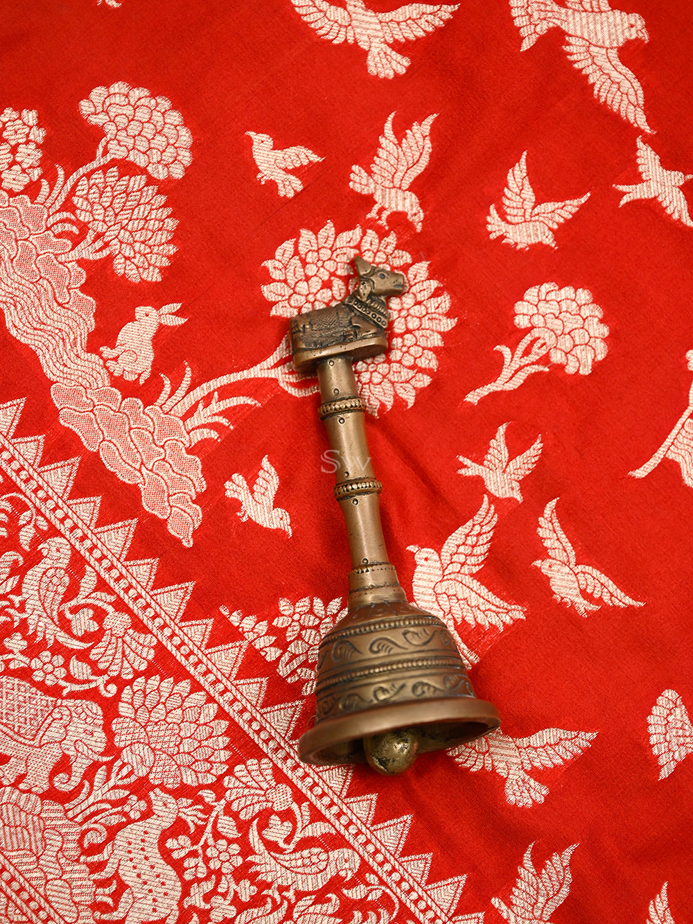 Red Shikargah Katan Silk Handloom Banarasi Saree