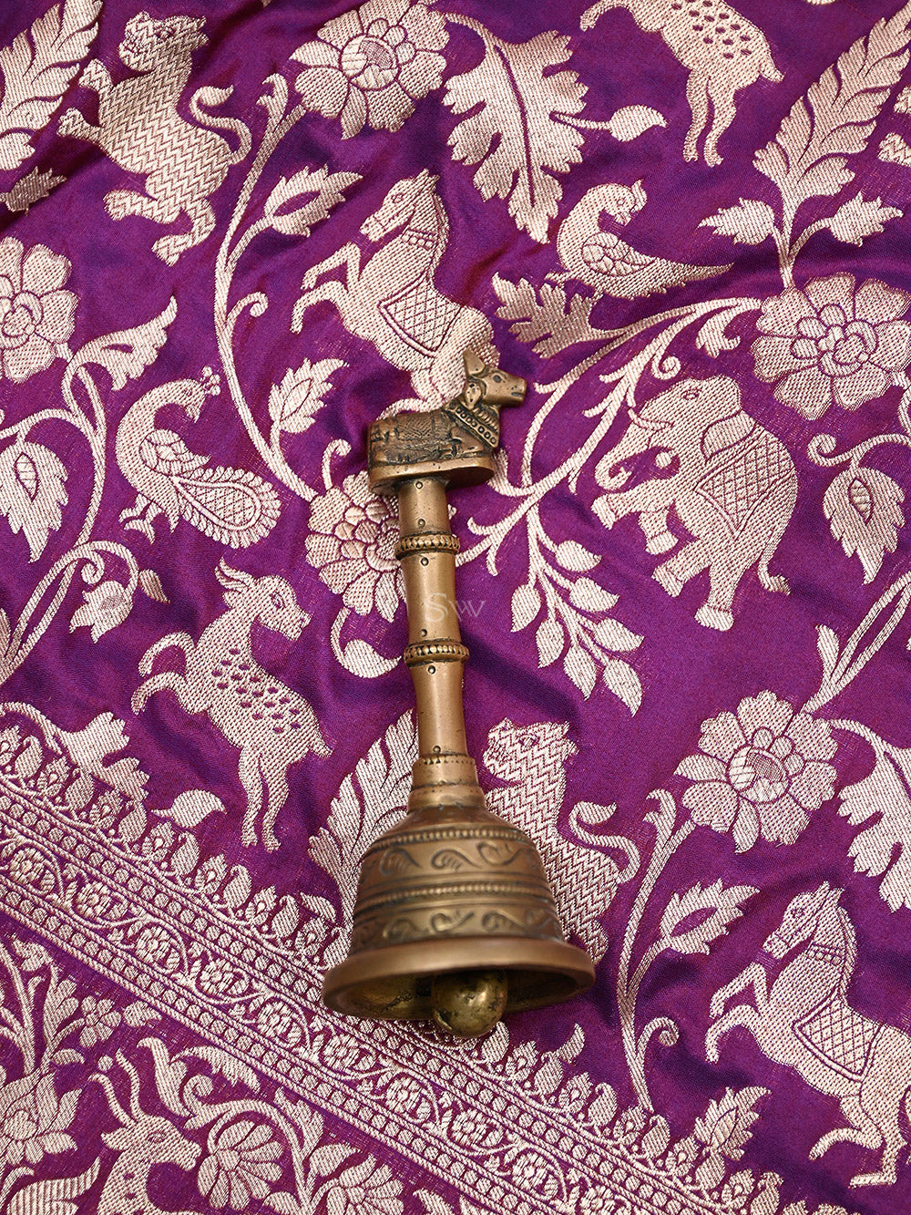 Purple Shikargah Katan Silk Handloom Banarasi Saree