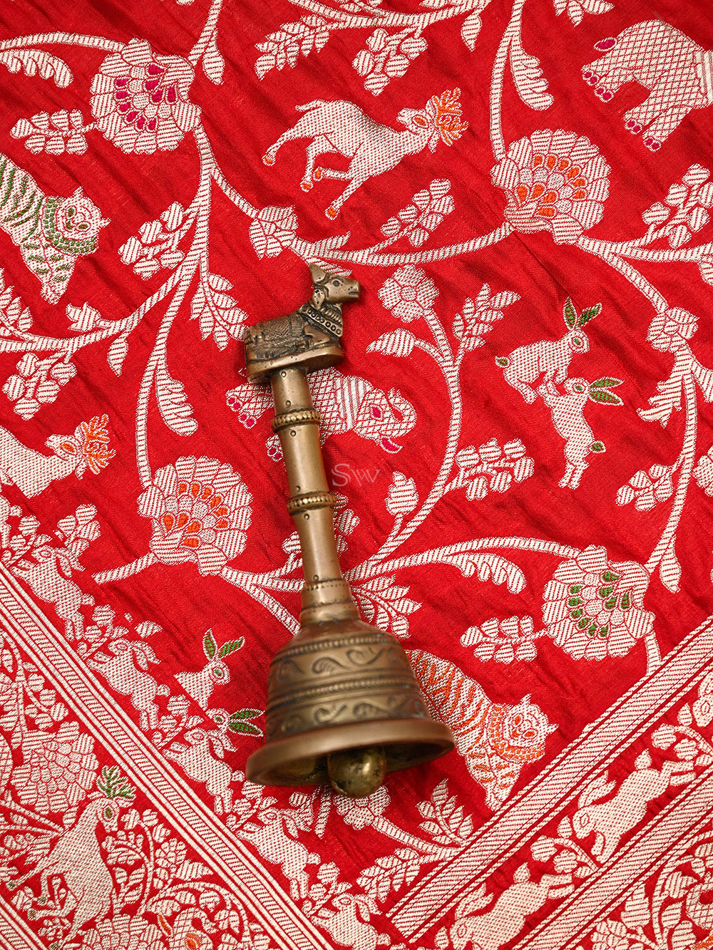 Red Shikargah Katan Silk Handloom Banarasi Saree