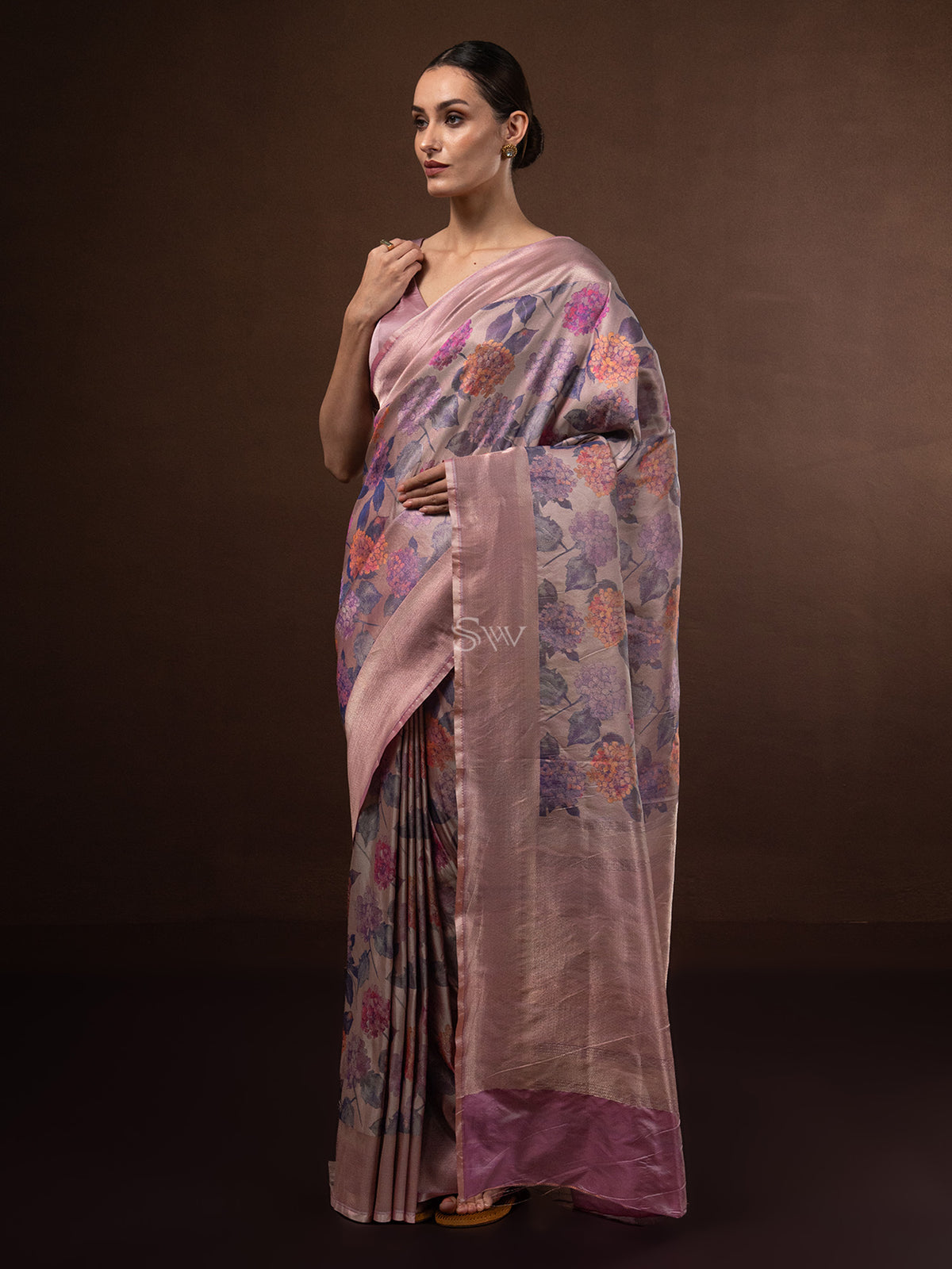 Pastel Magenta Tissue Katan Silk Handloom Banarasi Saree - Sacred Weaves