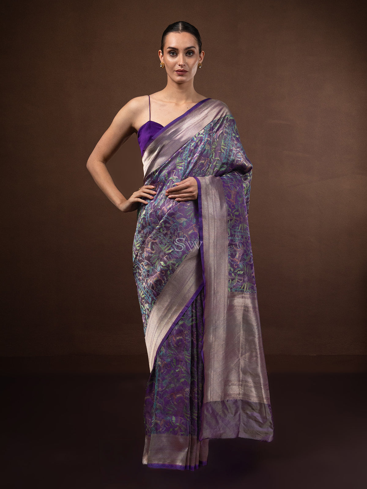 Purple Tissue Katan Silk Handloom Banarasi Saree - Sacred Weaves