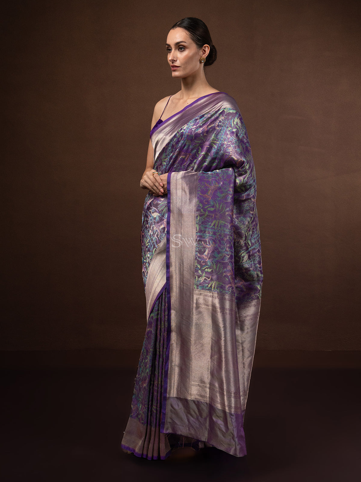 Purple Tissue Katan Silk Handloom Banarasi Saree - Sacred Weaves