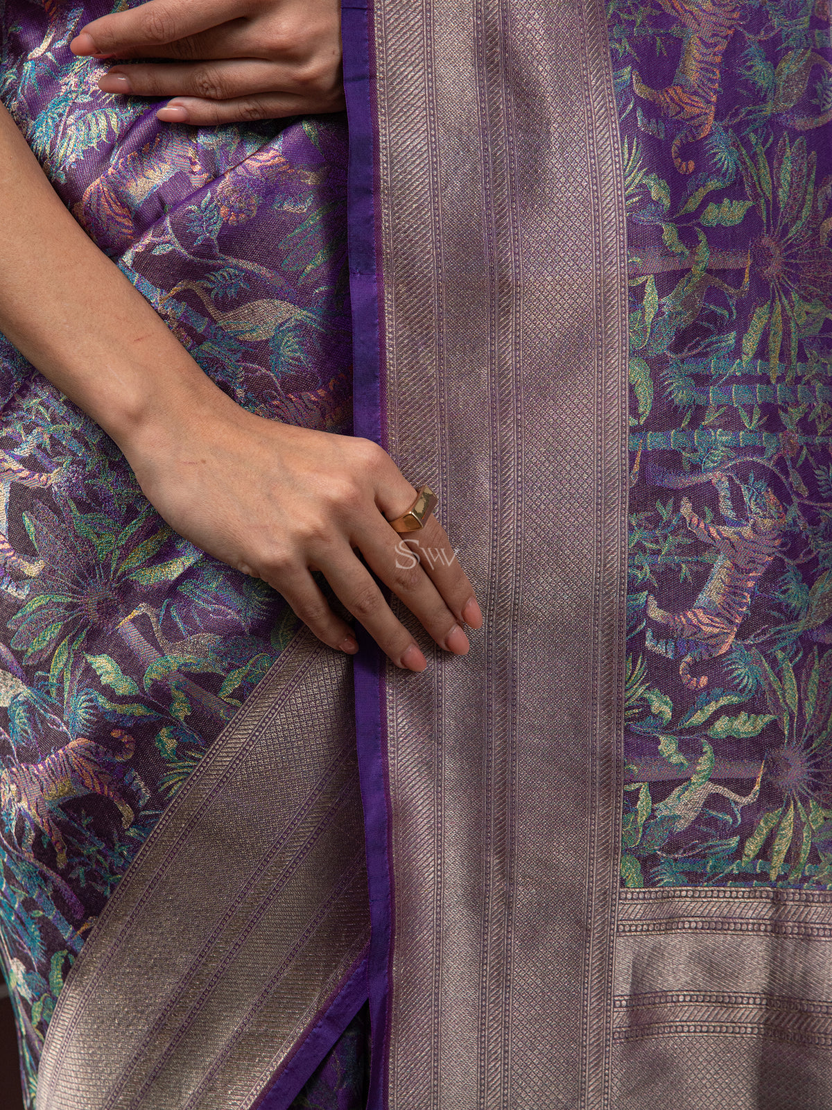 Purple Tissue Katan Silk Handloom Banarasi Saree - Sacred Weaves