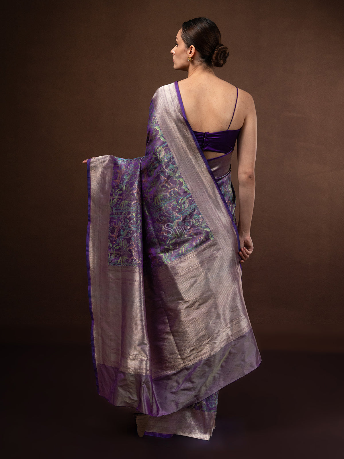 Purple Tissue Katan Silk Handloom Banarasi Saree - Sacred Weaves