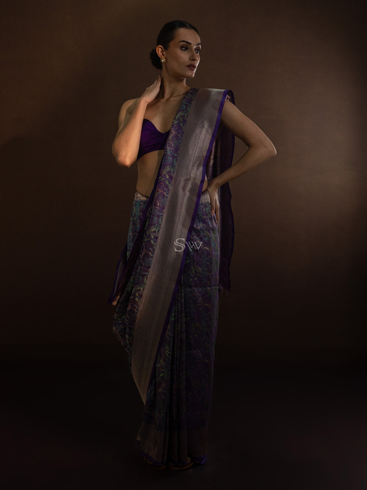 Purple Tissue Katan Silk Handloom Banarasi Saree - Sacred Weaves