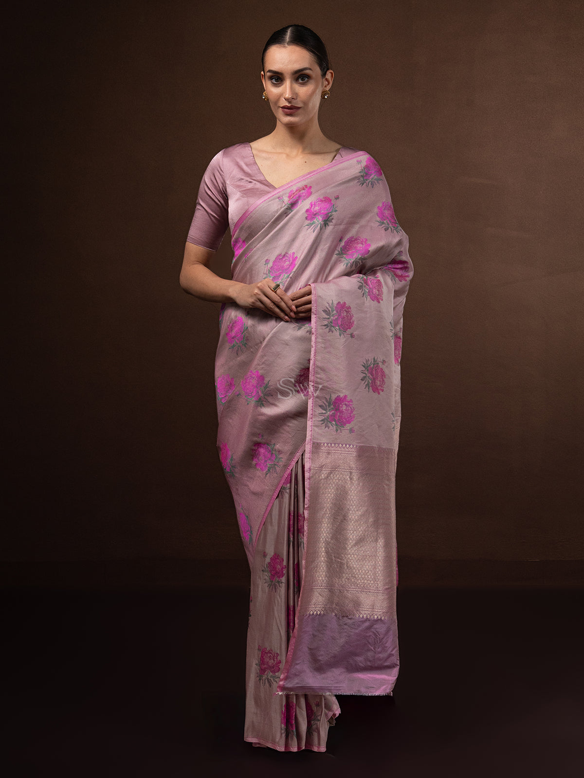 Pastel Purple Tissue Katan Silk Handloom Banarasi Saree - Sacred Weaves