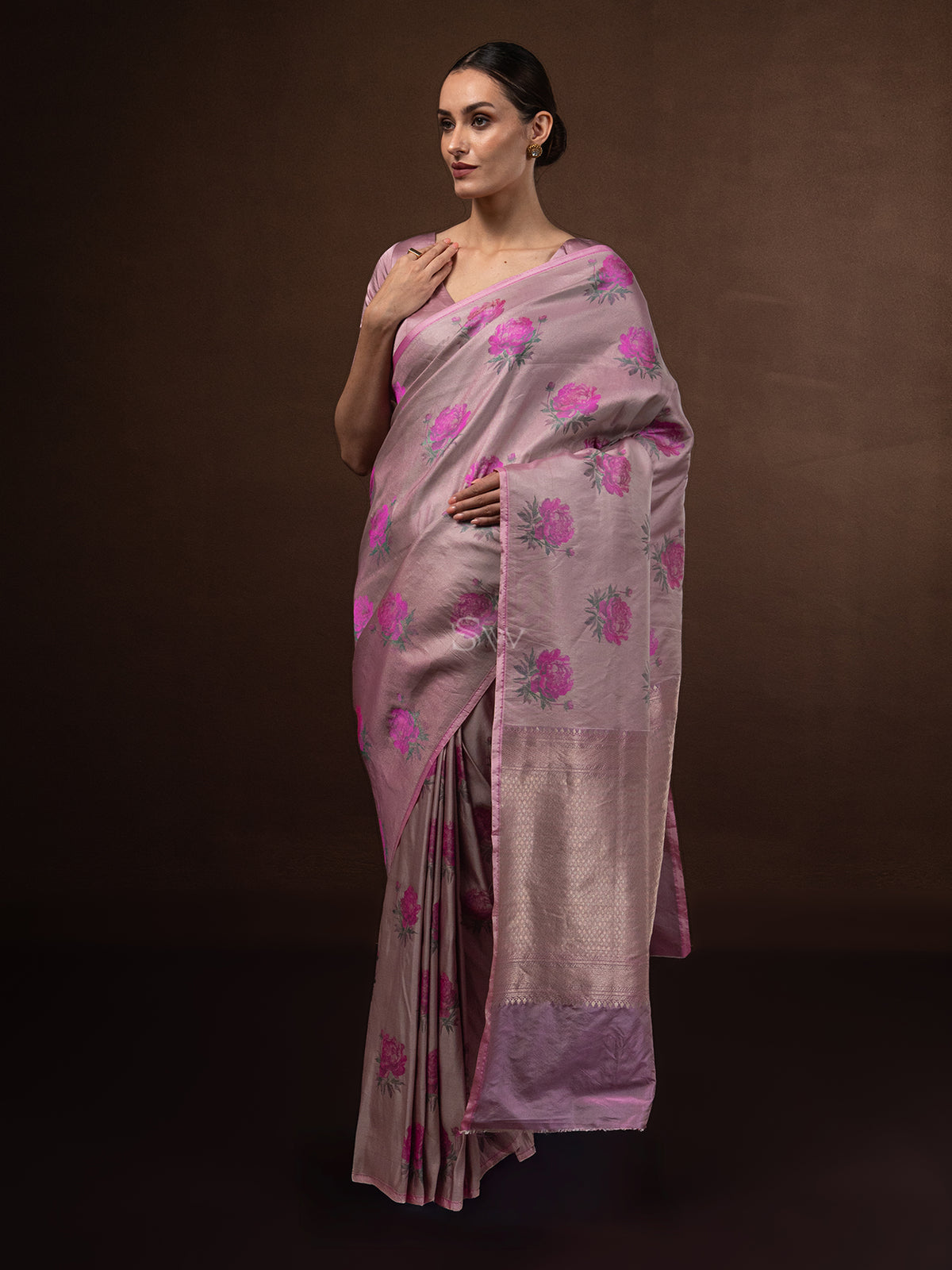 Pastel Purple Tissue Katan Silk Handloom Banarasi Saree - Sacred Weaves