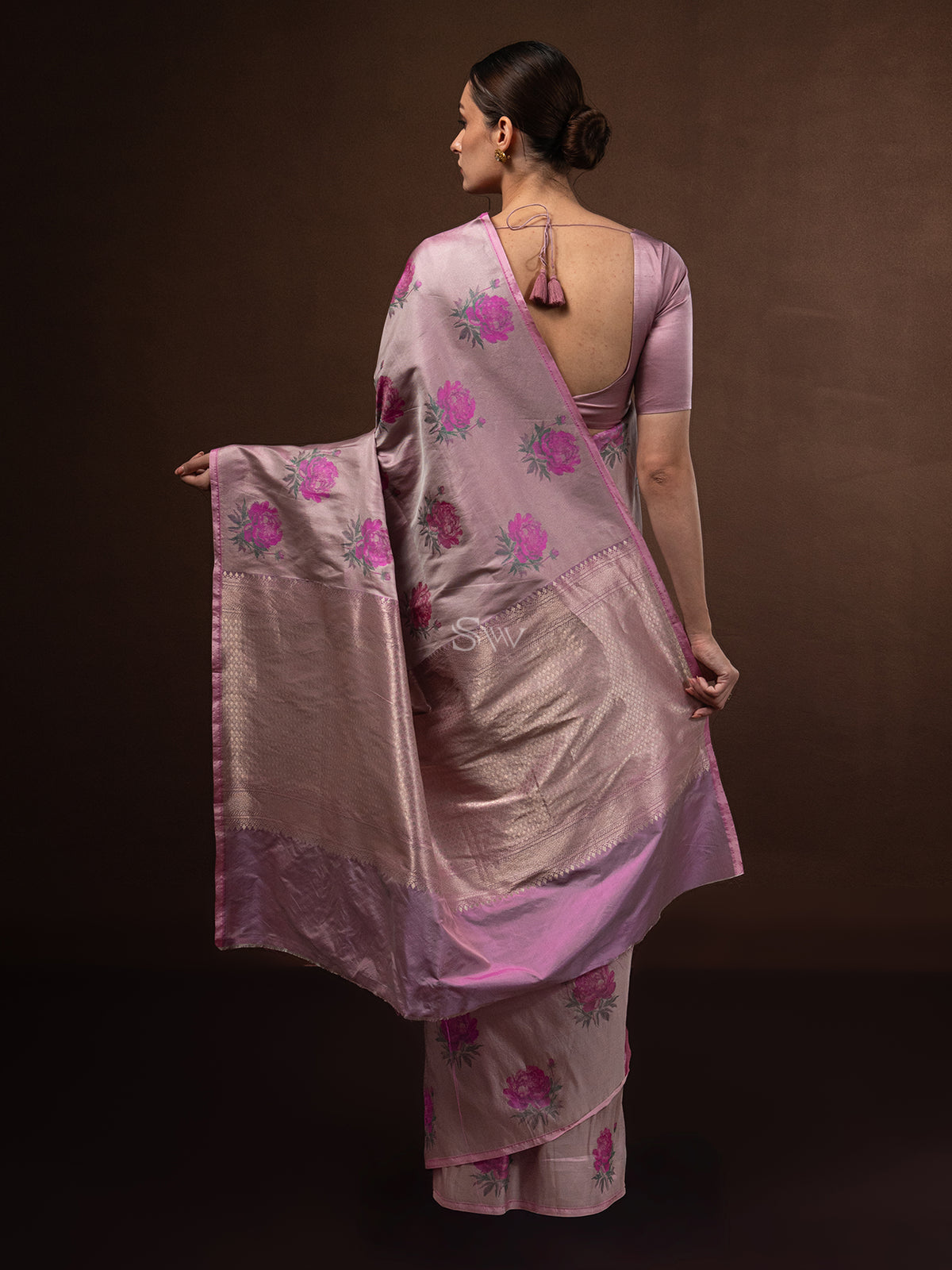 Pastel Purple Tissue Katan Silk Handloom Banarasi Saree - Sacred Weaves