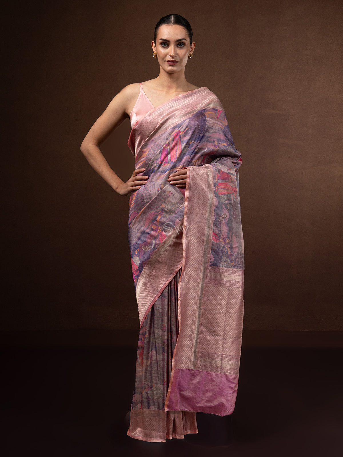 Pastel Purple Tissue Katan Silk Handloom Banarasi Saree - Sacred Weaves