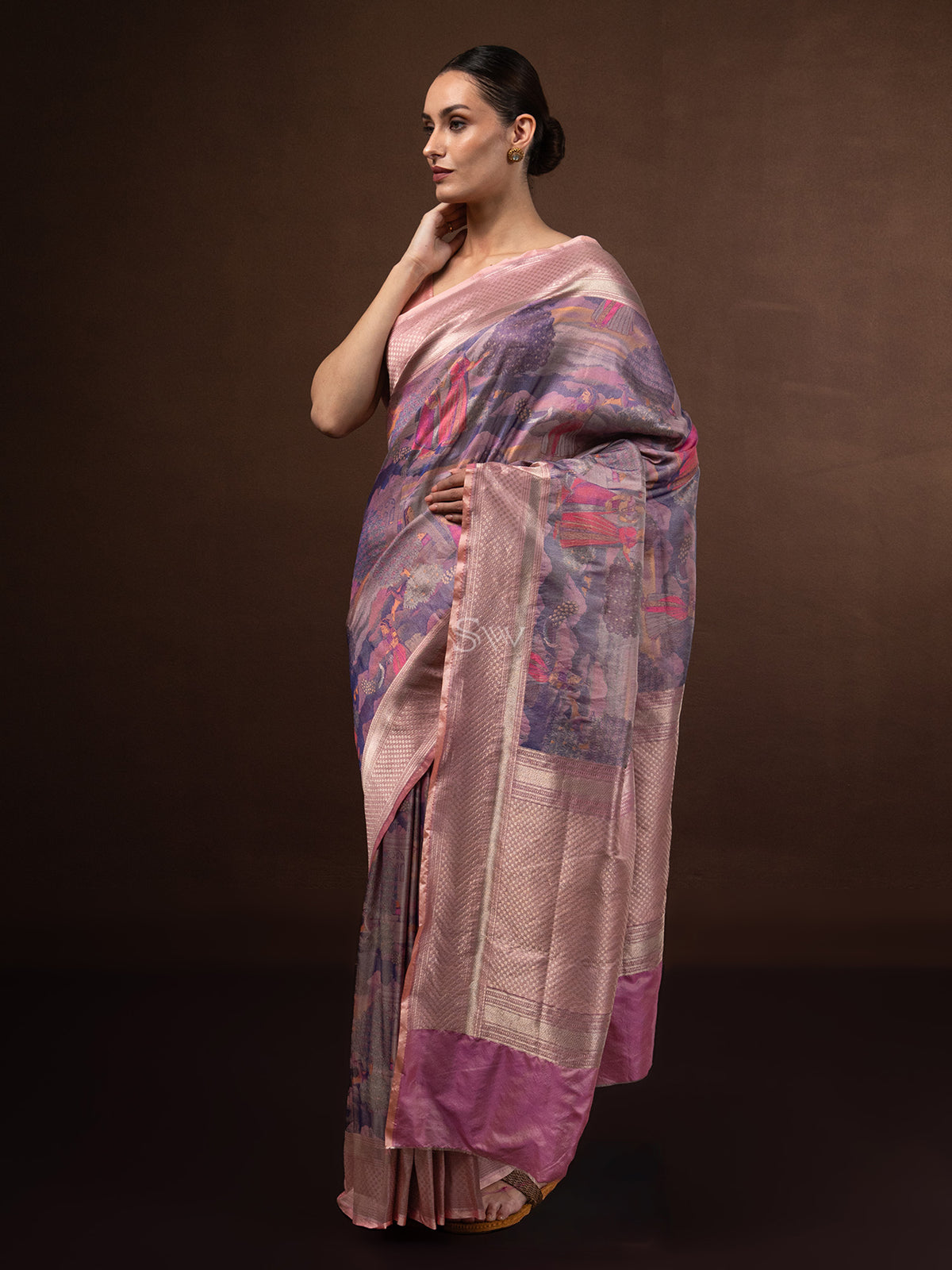 Pastel Purple Tissue Katan Silk Handloom Banarasi Saree - Sacred Weaves