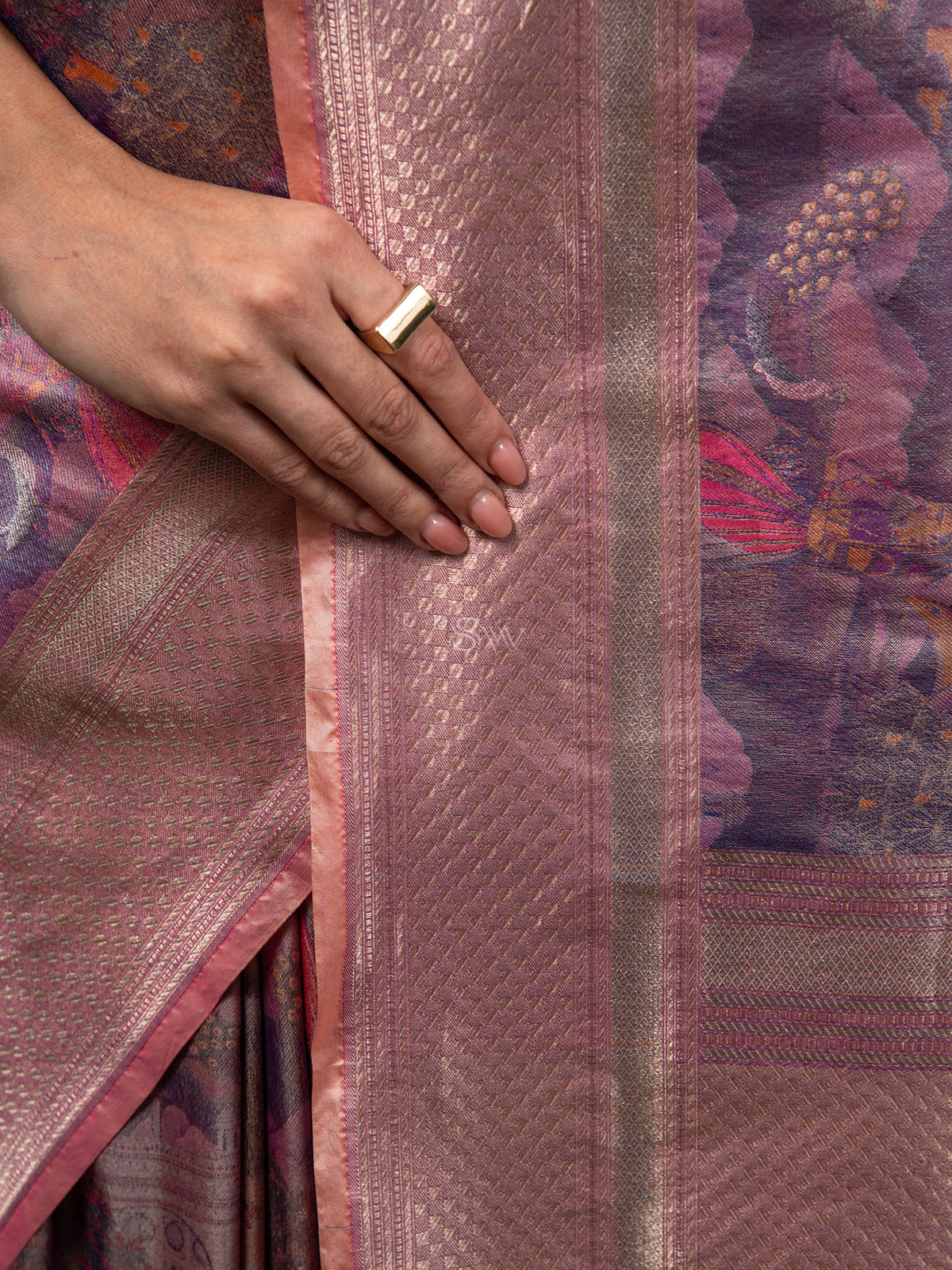 Pastel Purple Tissue Katan Silk Handloom Banarasi Saree - Sacred Weaves