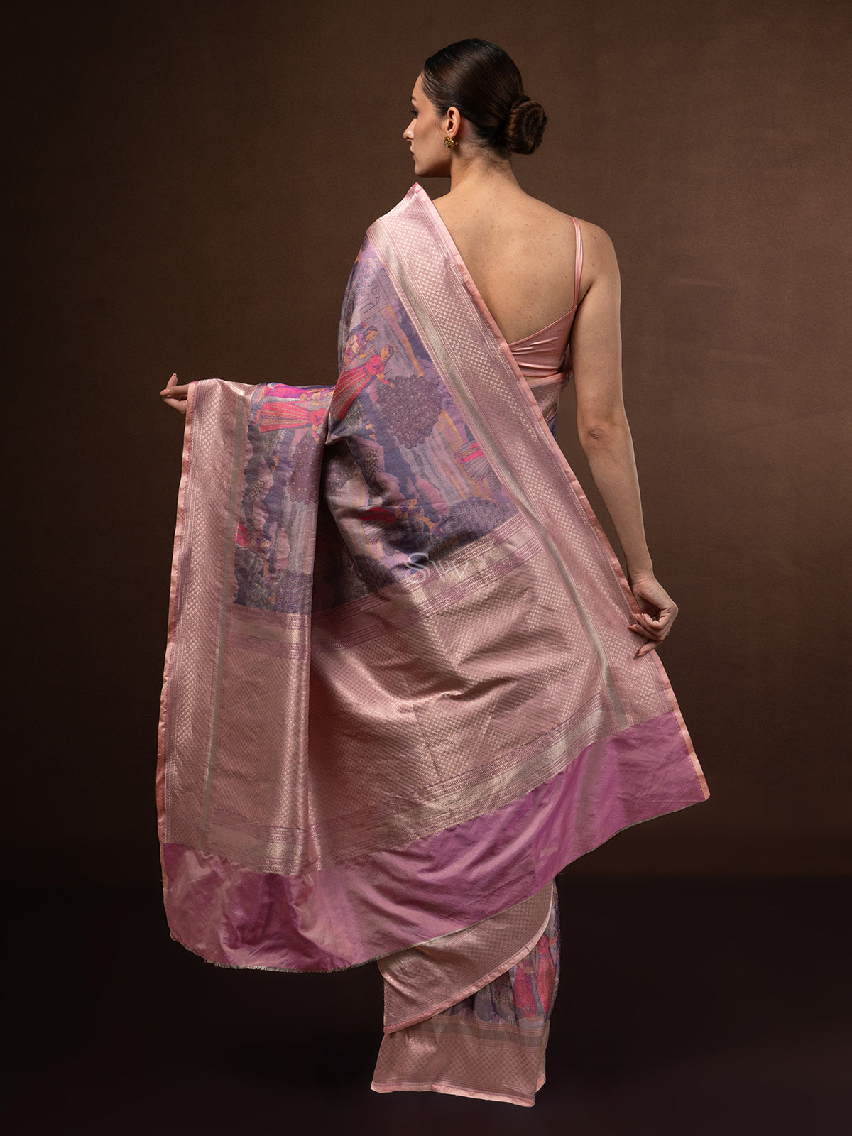 Pastel Purple Tissue Katan Silk Handloom Banarasi Saree - Sacred Weaves