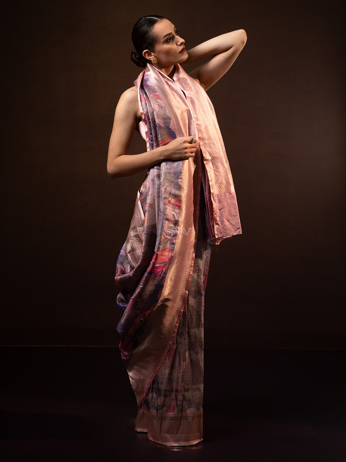 Pastel Purple Tissue Katan Silk Handloom Banarasi Saree - Sacred Weaves