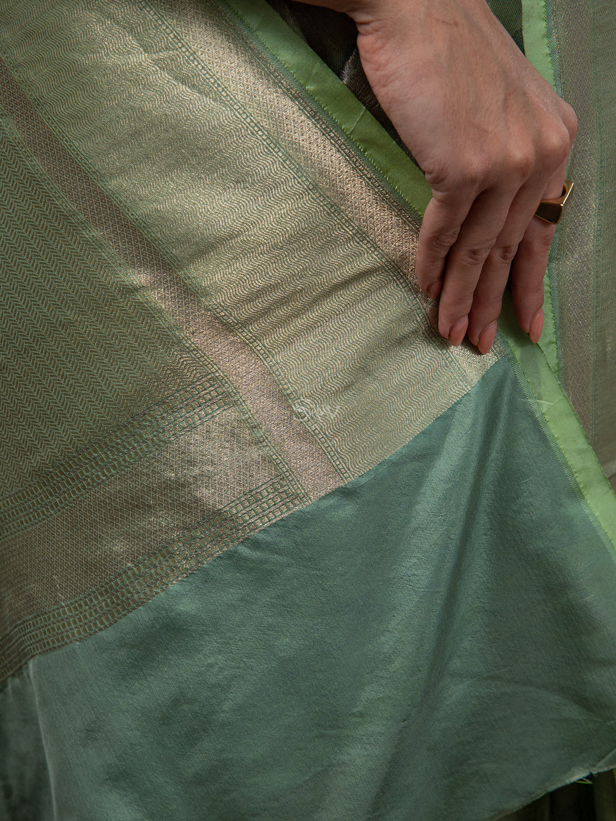 Pastel Green Tissue Katan Silk Handloom Banarasi Saree - Sacred Weaves