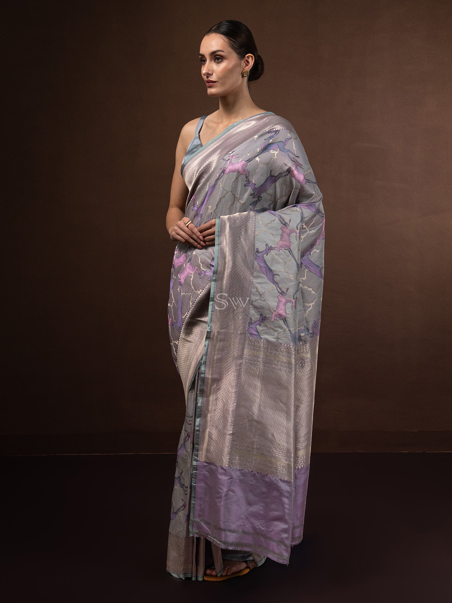 Pastel Purple Tissue Katan Silk Handloom Banarasi Saree - Sacred Weaves