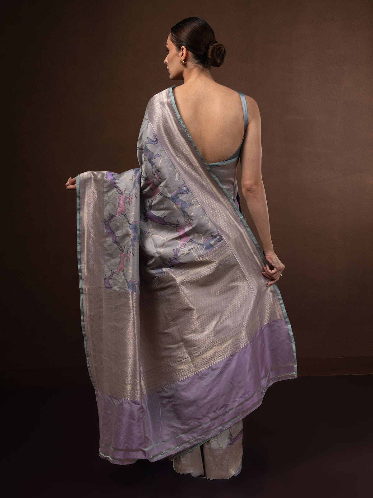 Pastel Purple Tissue Katan Silk Handloom Banarasi Saree - Sacred Weaves