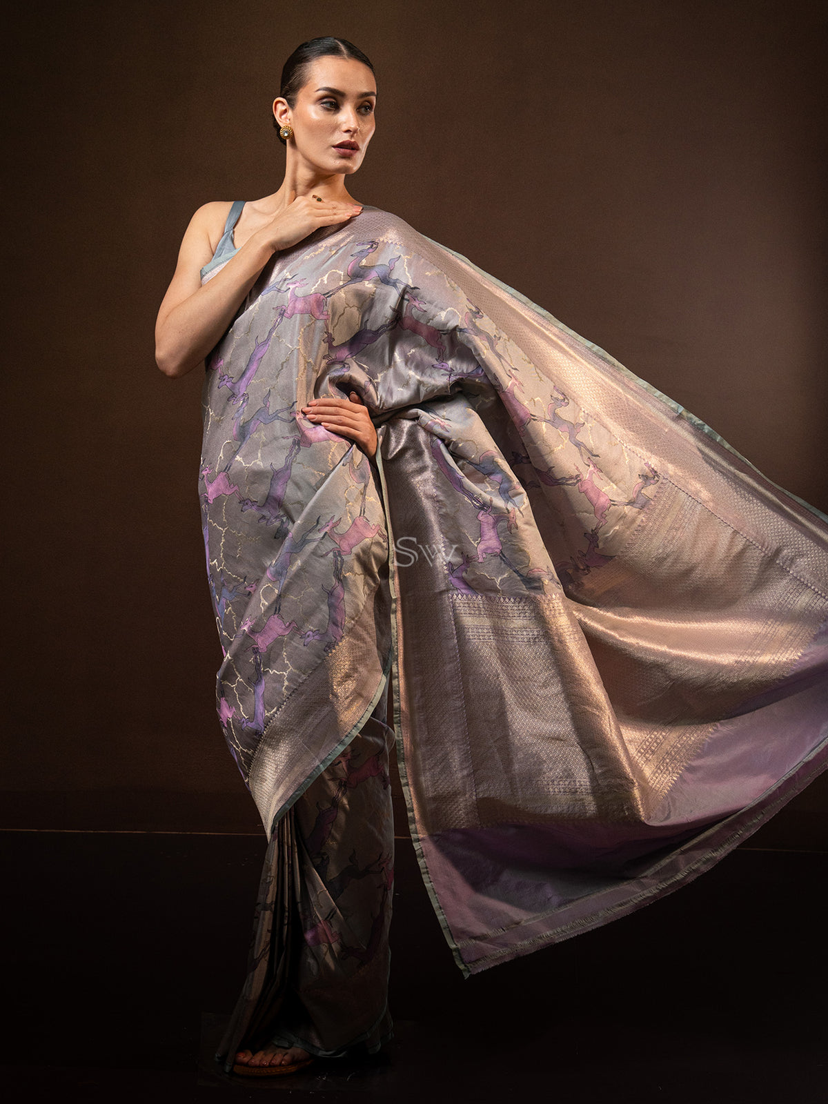 Pastel Purple Tissue Katan Silk Handloom Banarasi Saree - Sacred Weaves