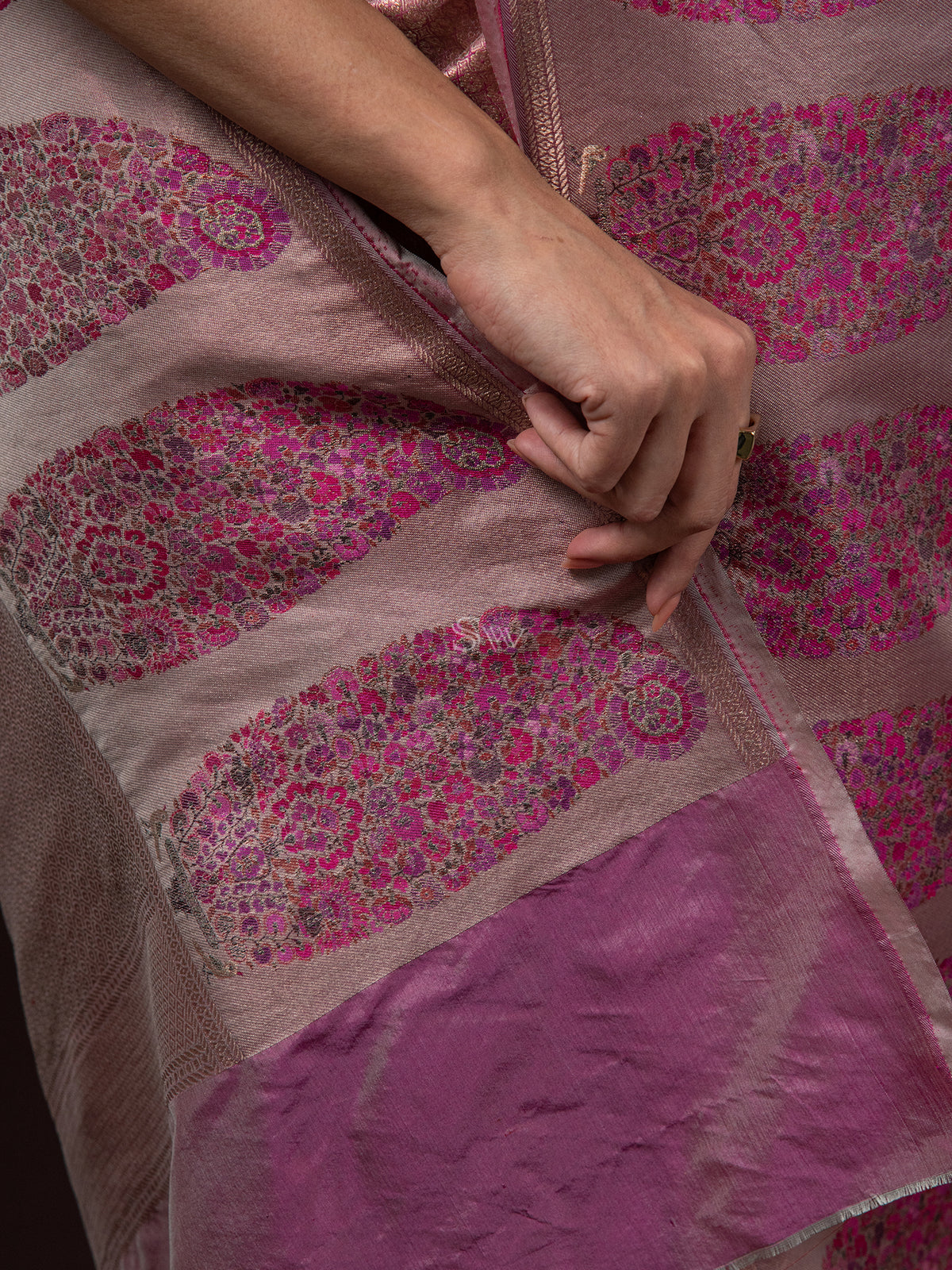 Pastel Magenta Tissue Katan Silk Handloom Banarasi Saree - Sacred Weaves