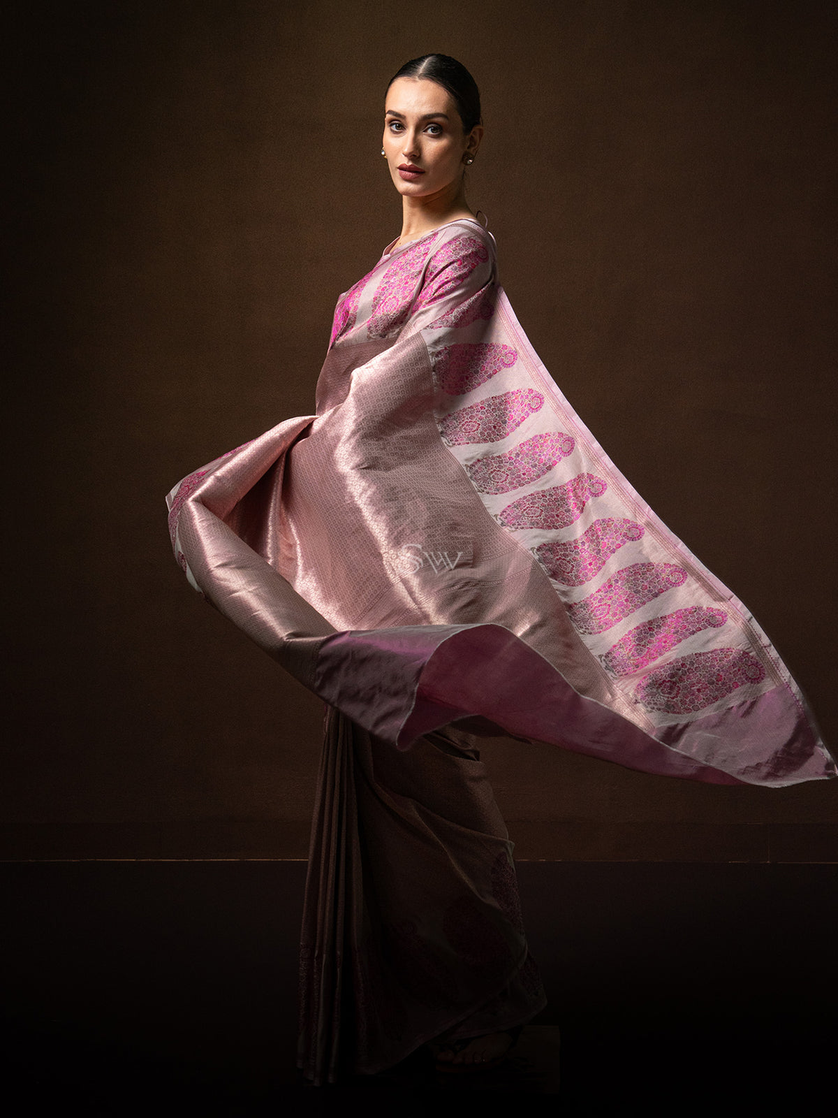 Pastel Magenta Tissue Katan Silk Handloom Banarasi Saree - Sacred Weaves