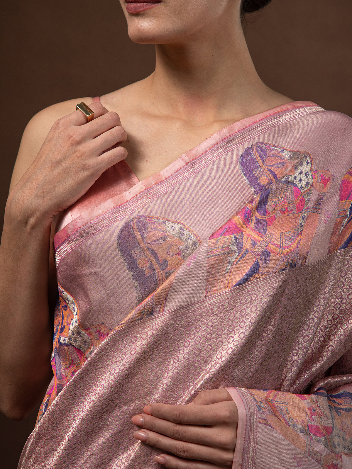 Pastel Pink Tissue Katan Silk Handloom Banarasi Saree - Sacred Weaves