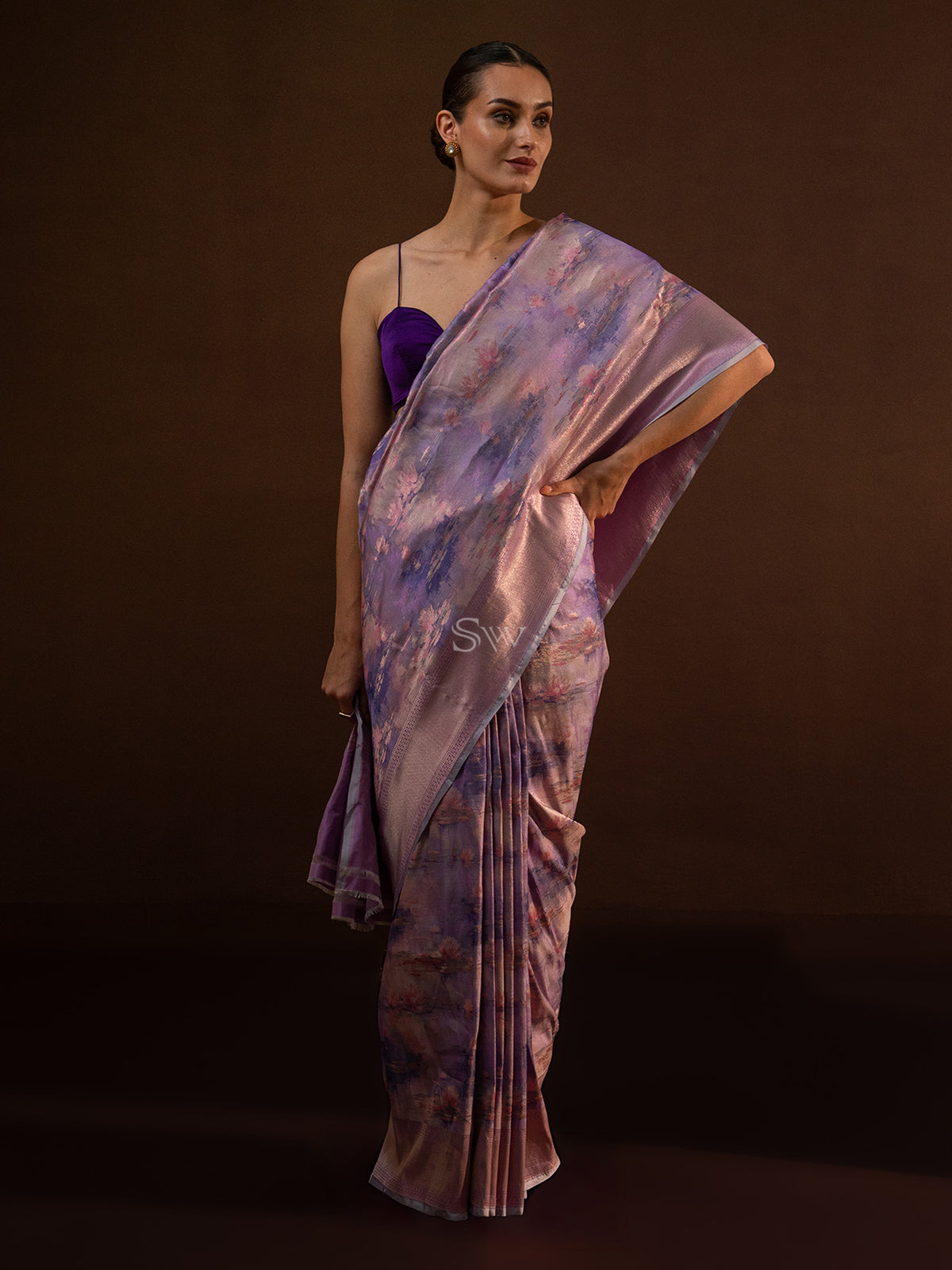 Pastel Purple Tissue Katan Silk Handloom Banarasi Saree - Sacred Weaves