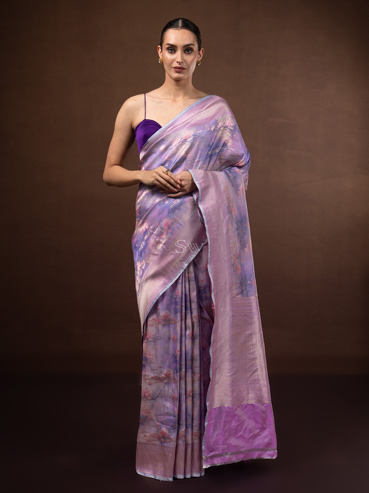 Pastel Purple Tissue Katan Silk Handloom Banarasi Saree - Sacred Weaves