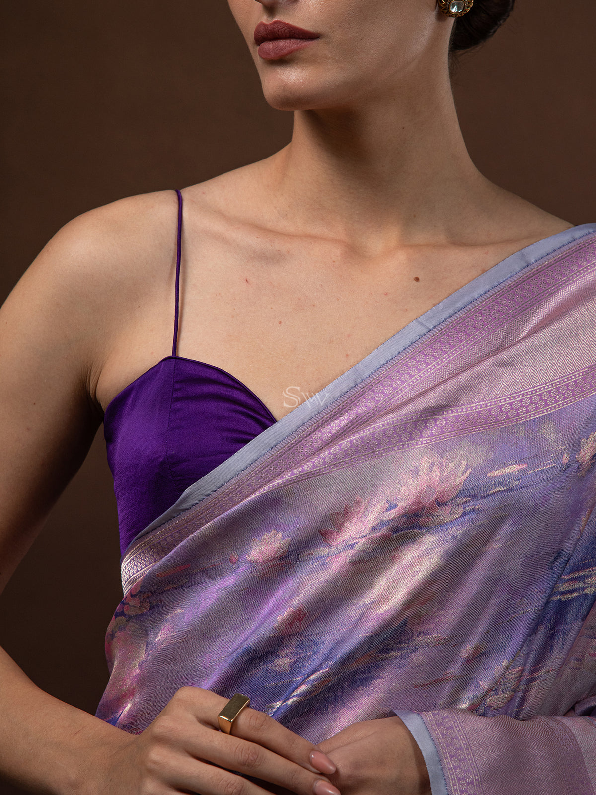 Pastel Purple Tissue Katan Silk Handloom Banarasi Saree - Sacred Weaves