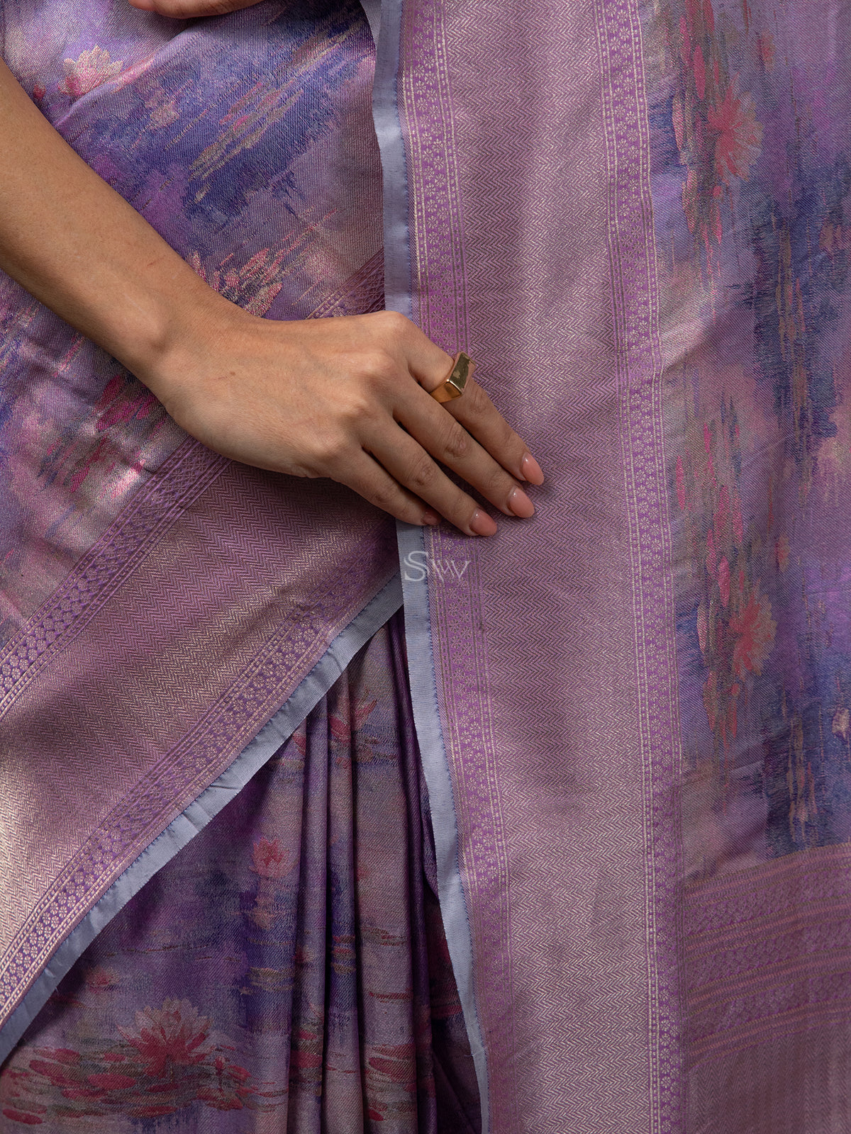 Pastel Purple Tissue Katan Silk Handloom Banarasi Saree - Sacred Weaves