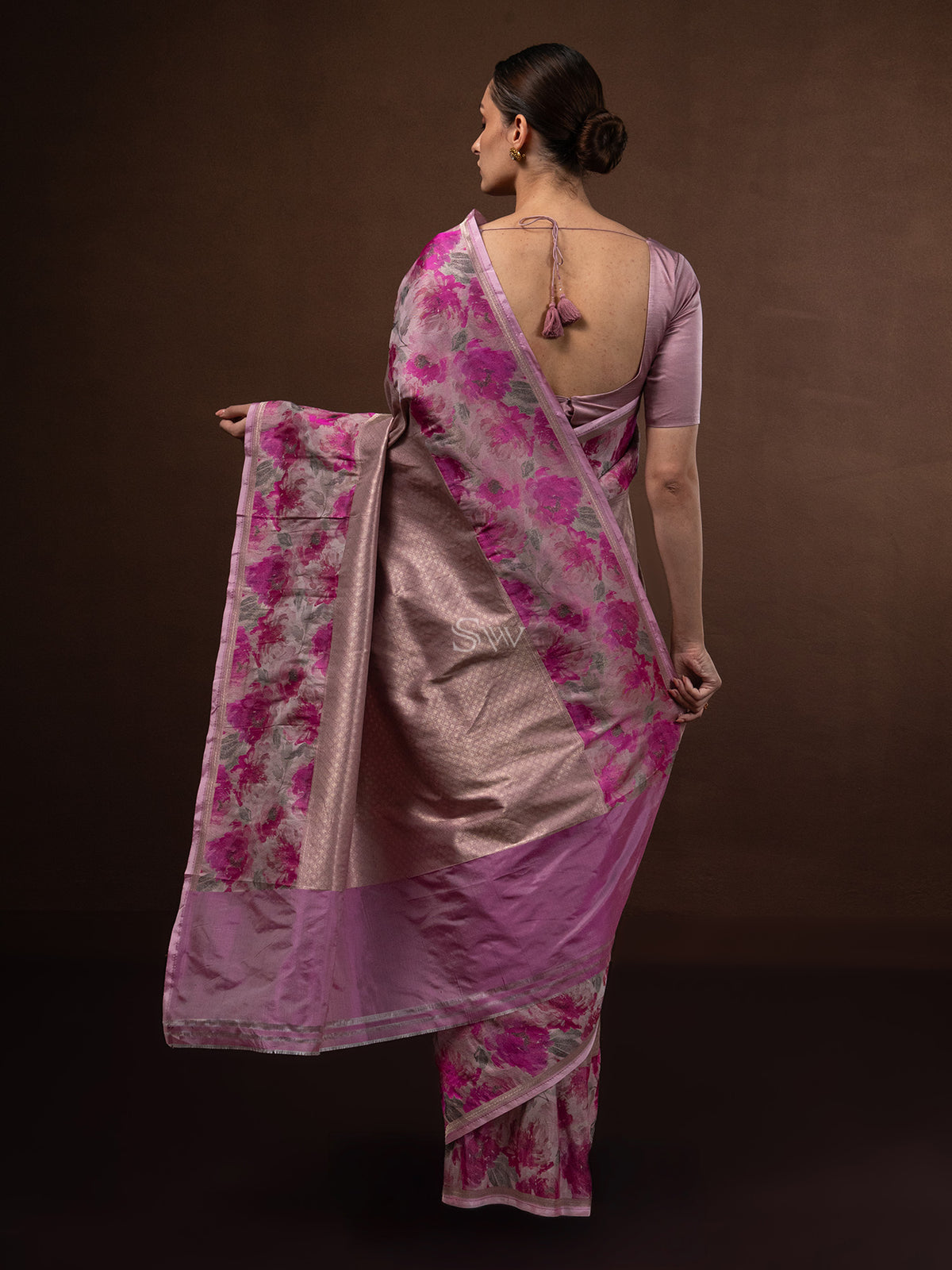 Pastel Pink Tissue Katan Silk Handloom Banarasi Saree - Sacred Weaves