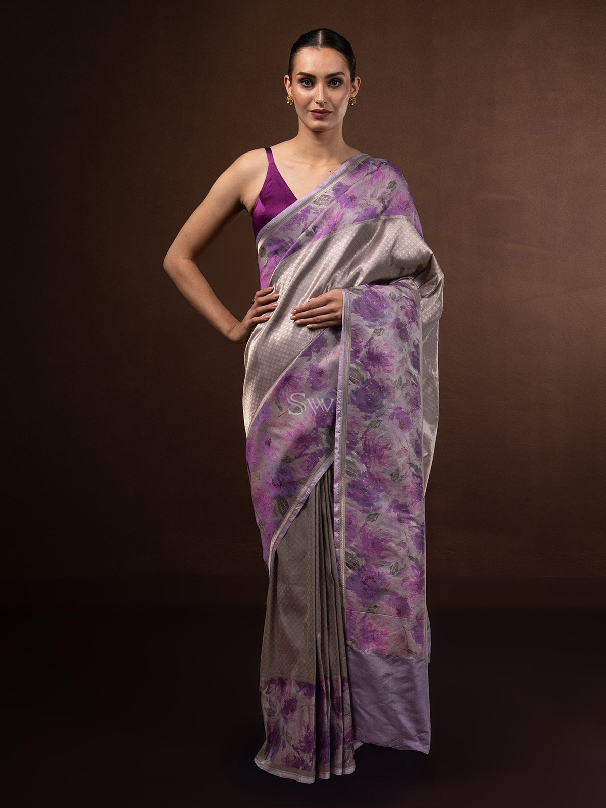 Pastel Purple Tissue Katan Silk Handloom Banarasi Saree - Sacred Weaves