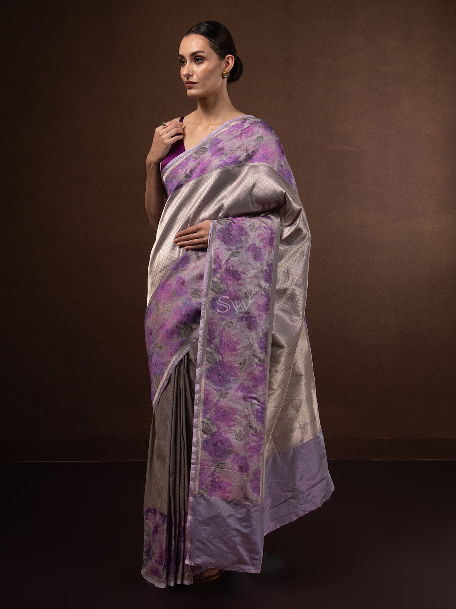 Pastel Purple Tissue Katan Silk Handloom Banarasi Saree - Sacred Weaves