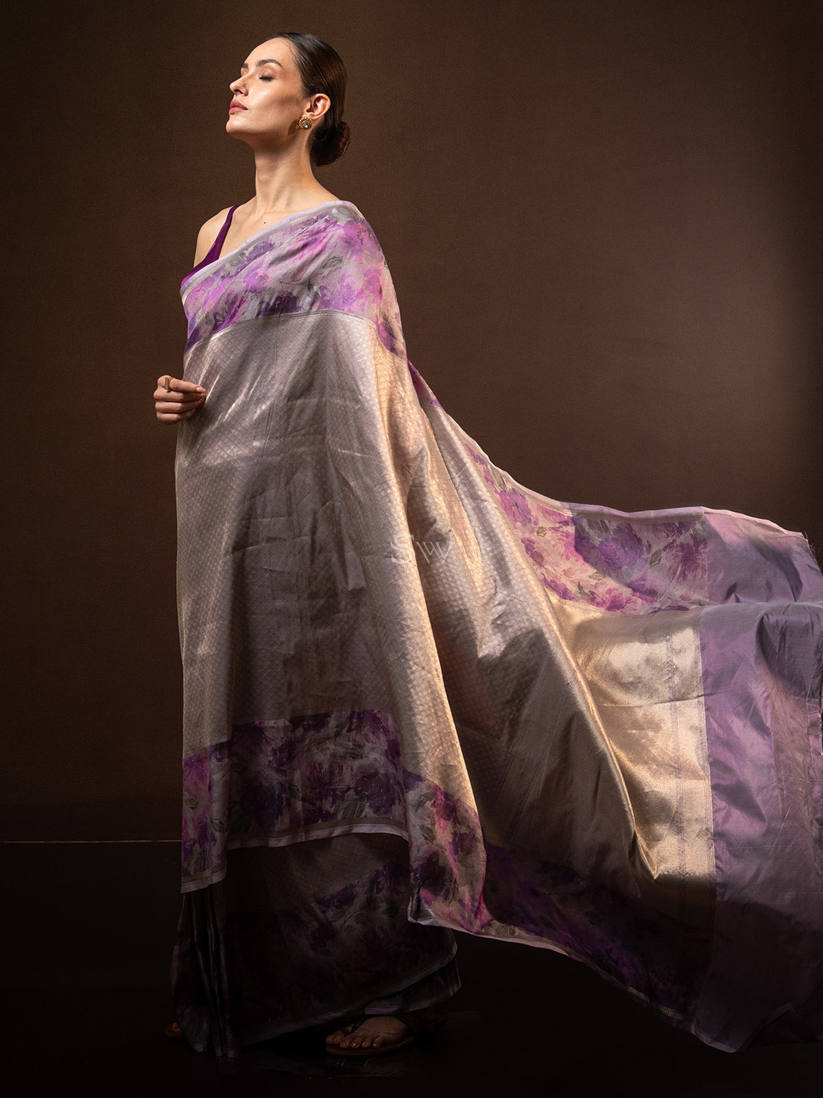 Pastel Purple Tissue Katan Silk Handloom Banarasi Saree - Sacred Weaves