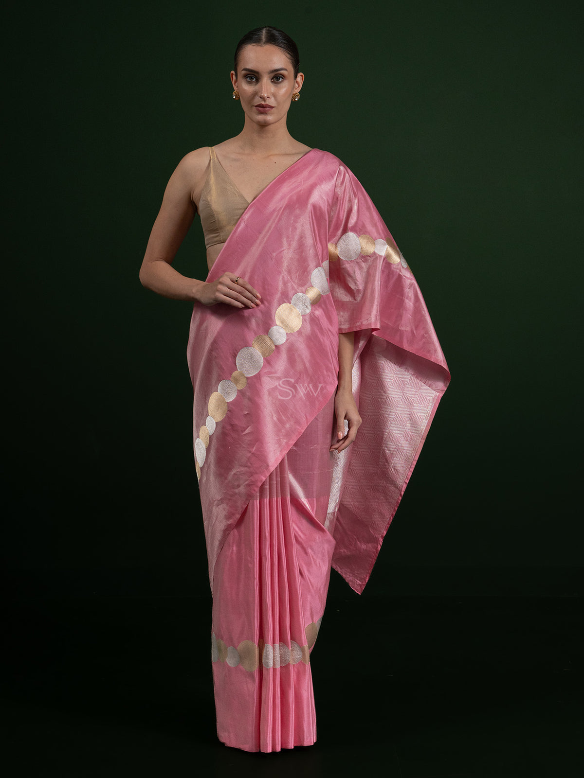 Pastel Pink Katan Silk Tissue Handloom Banarasi Saree - Sacred Weaves