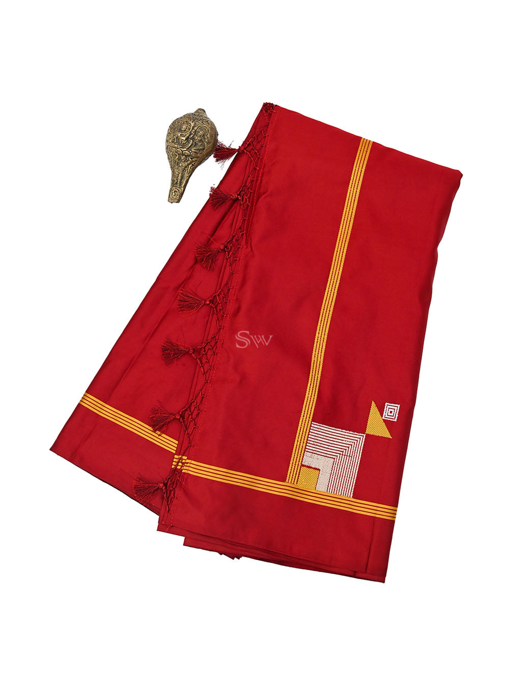 Dark Maroon Konia Satin Silk Handloom Banarasi Saree