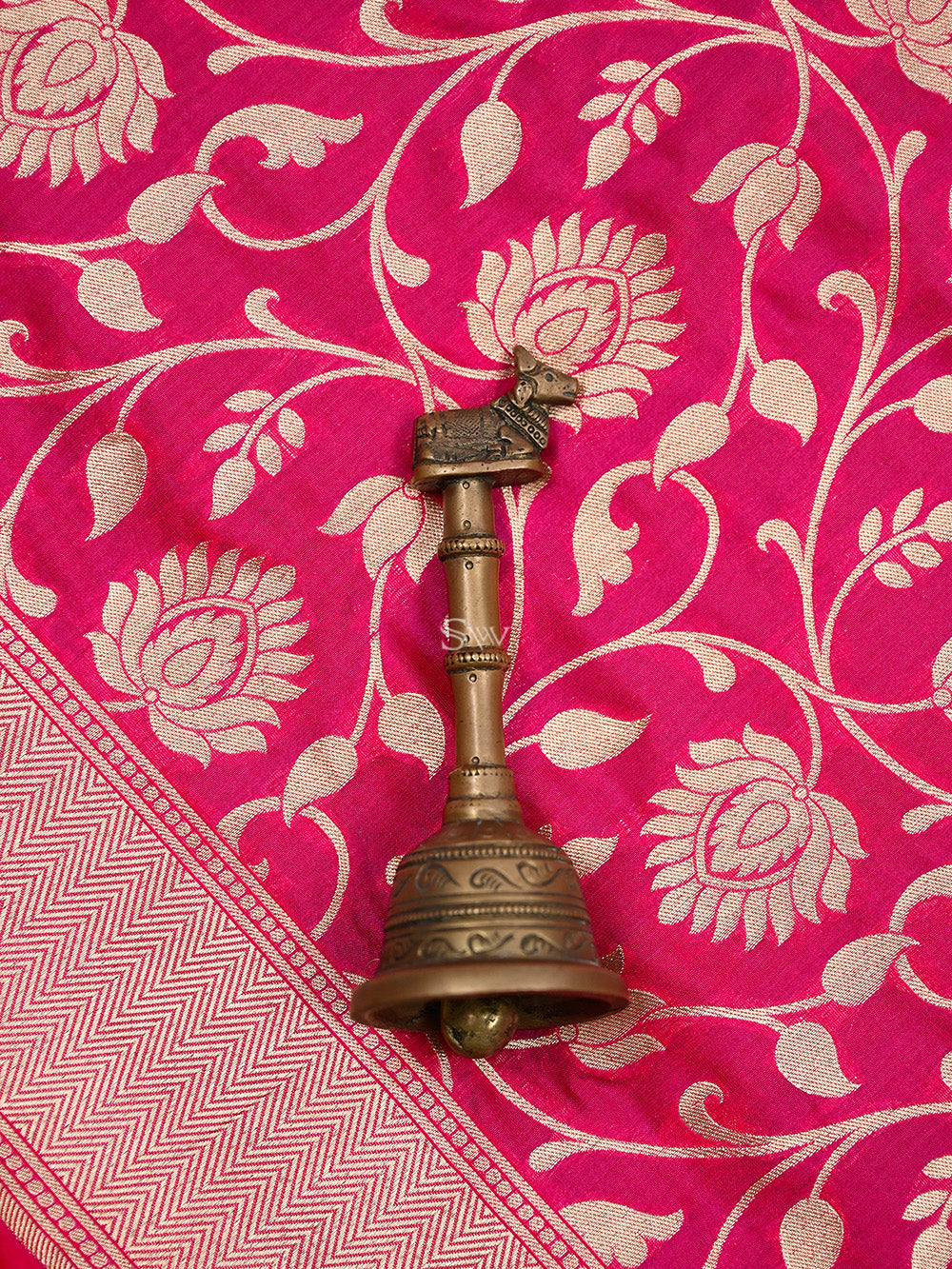 Dark Pink Uppada Jaal Katan Silk Handloom Banarasi Saree