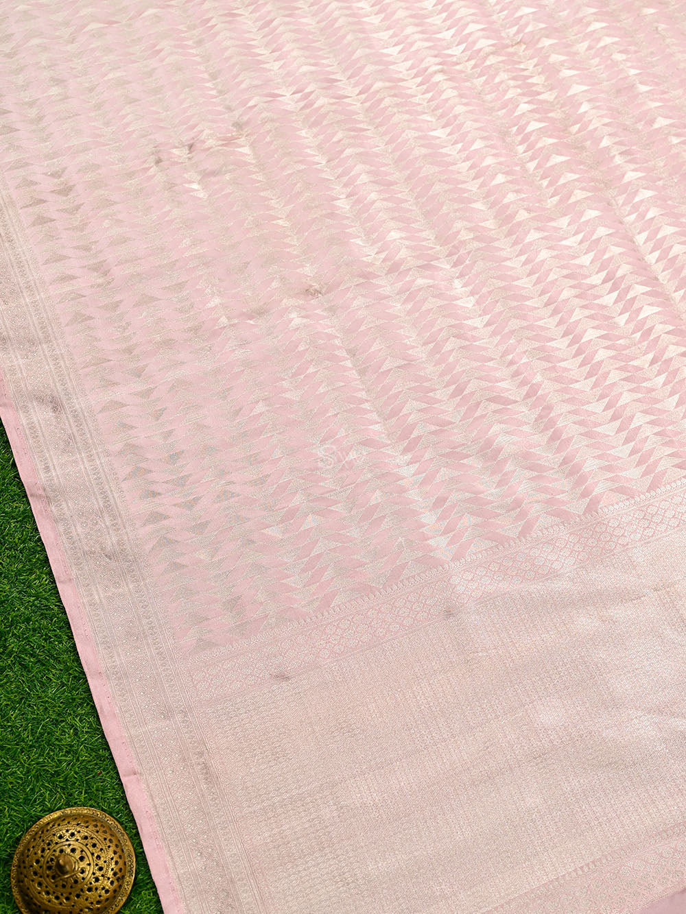 Pastel Pink Jaal Satin Brocade Handloom Banarasi Saree - Sacred Weaves