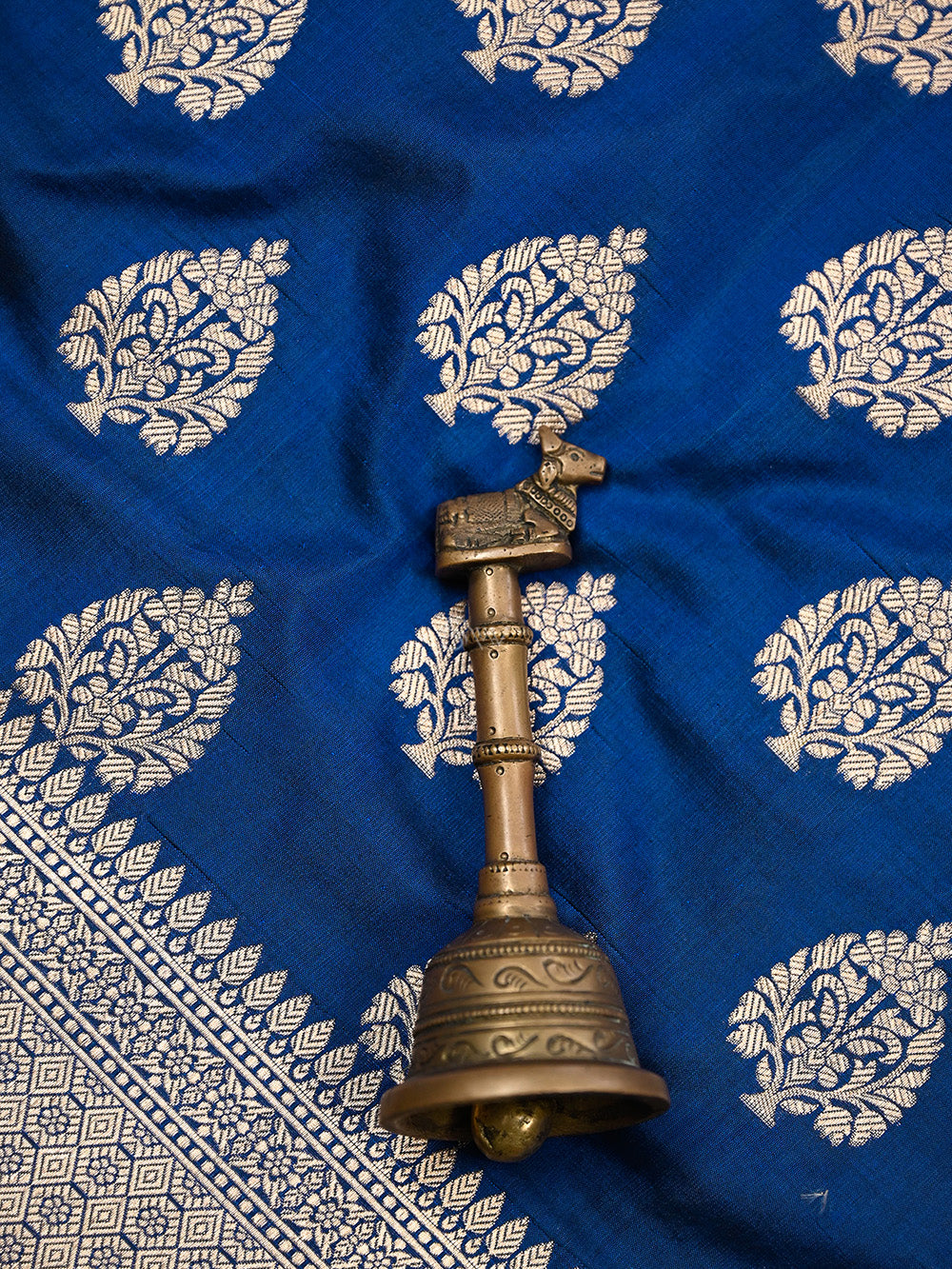 Dark Blue Booti Uppada Katan Silk Handloom Banarasi Saree