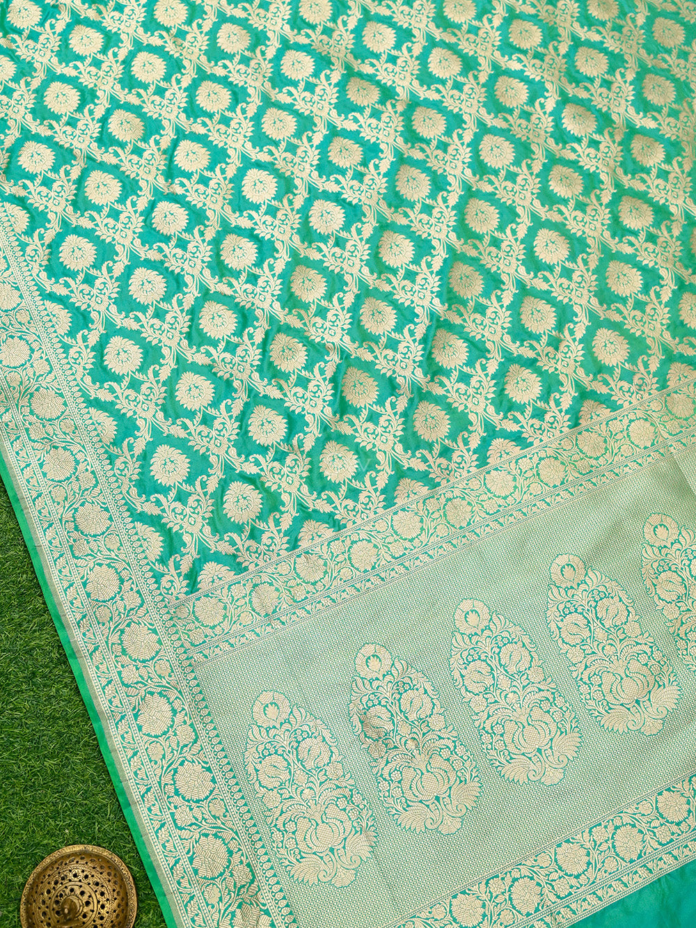 Sea Green Uppada Katan Silk Handloom Banarasi Saree