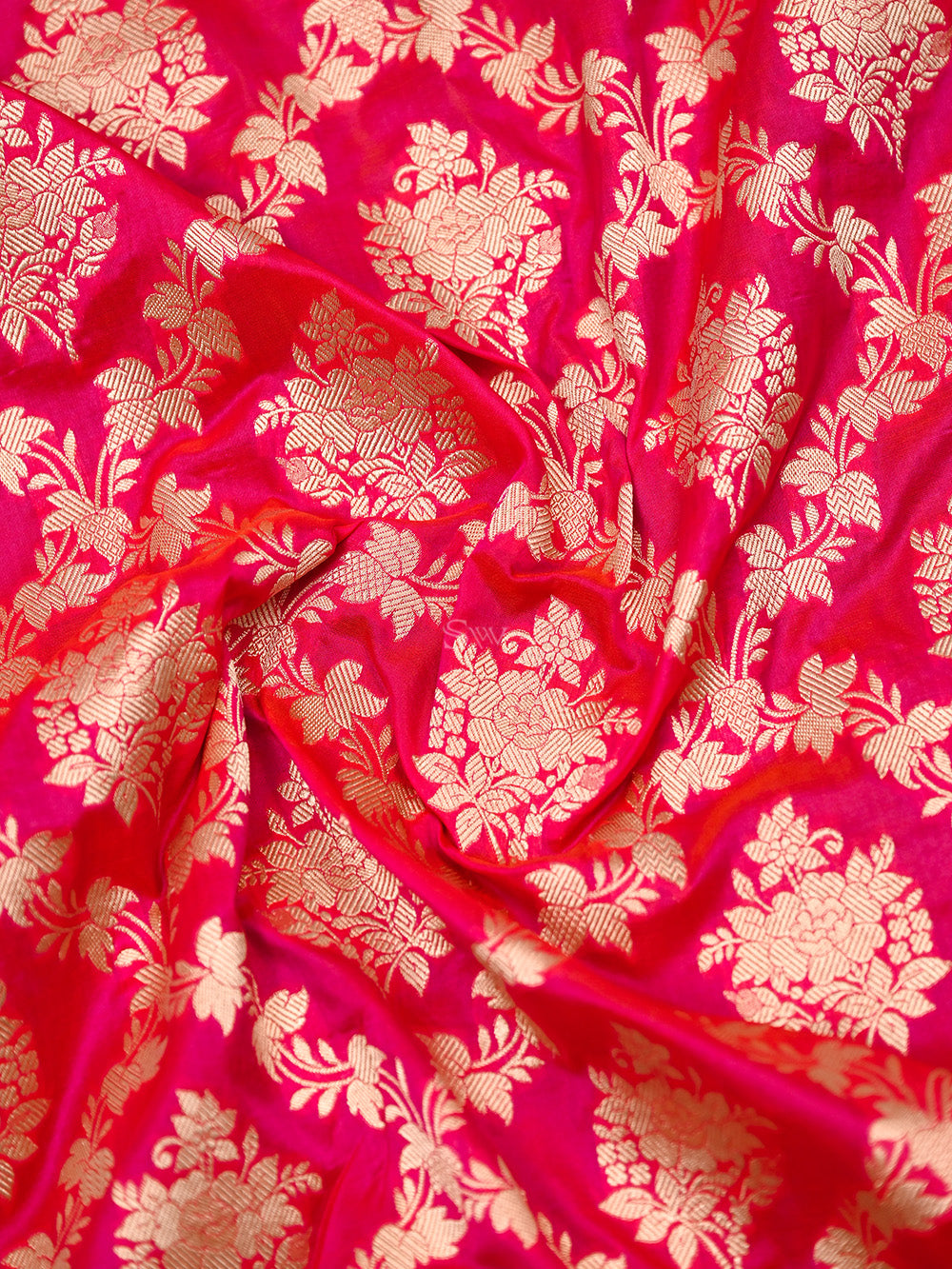 Pink Orange Uppada Katan Silk Handloom Banarasi Saree