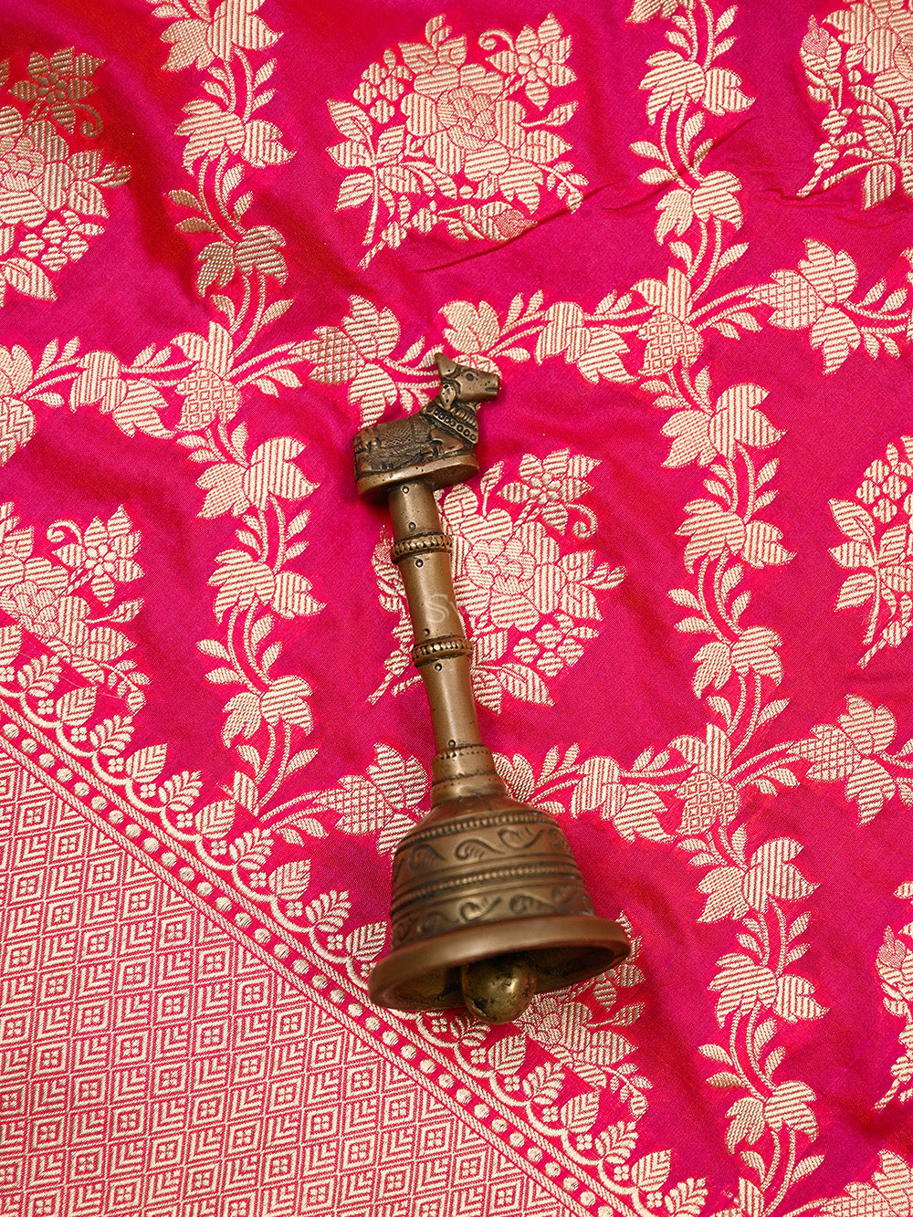 Pink Orange Uppada Katan Silk Handloom Banarasi Saree