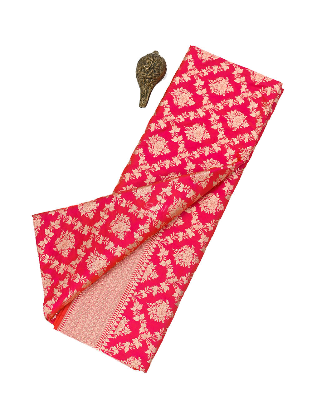 Pink Orange Uppada Katan Silk Handloom Banarasi Saree