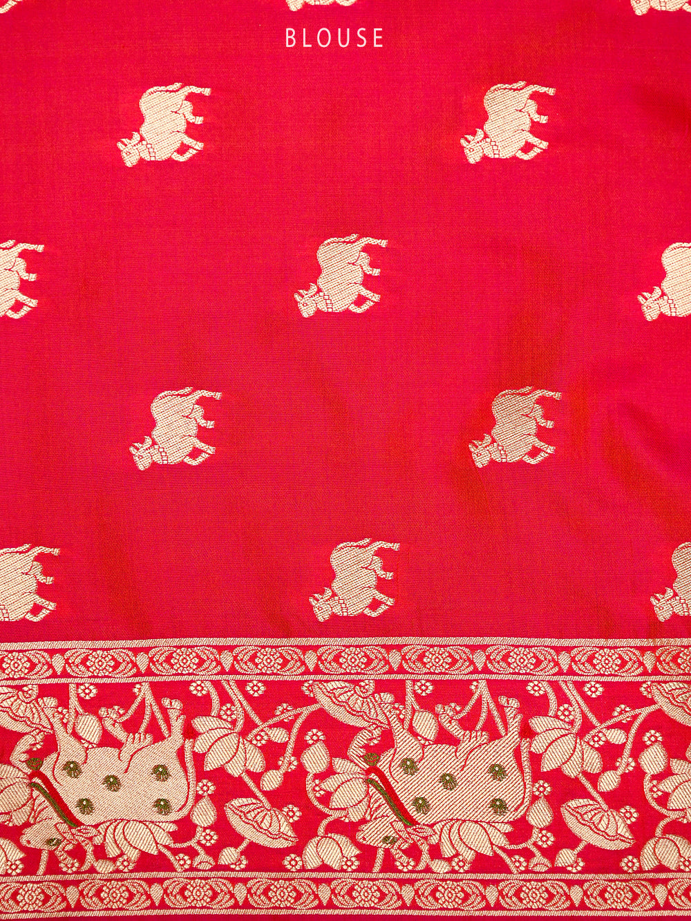 Pink Orange Shikargah Satin Silk Handloom Banarasi Saree